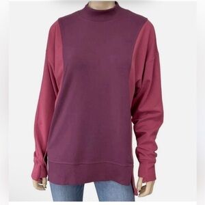 Athleta Color Block Pink/Plumb Sweatshirt Loose Fit Women's